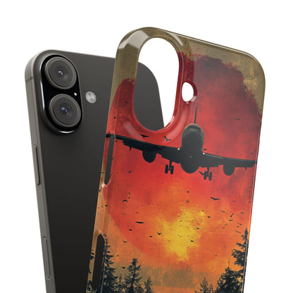 Vintage Sunset Airplane Silhouette iPhone 16 - Slim Phone Case