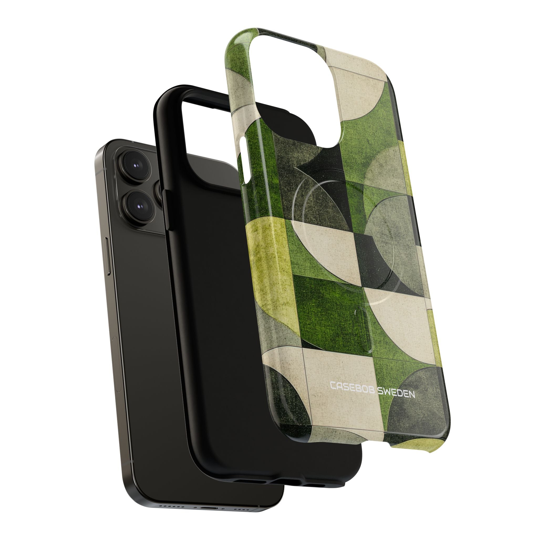 Green Geometric Harmony - Tough + MagSafe® iPhone 14 Phone Case