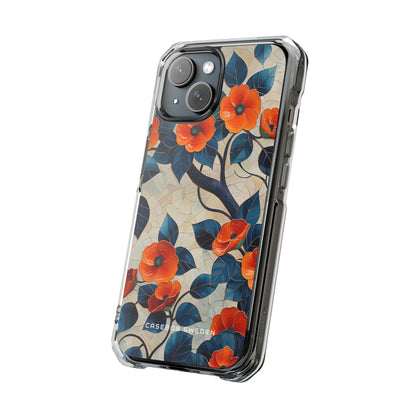 Orange Blossoms Mosaic Harmony iPhone 15 - Clear Impact Phone Case