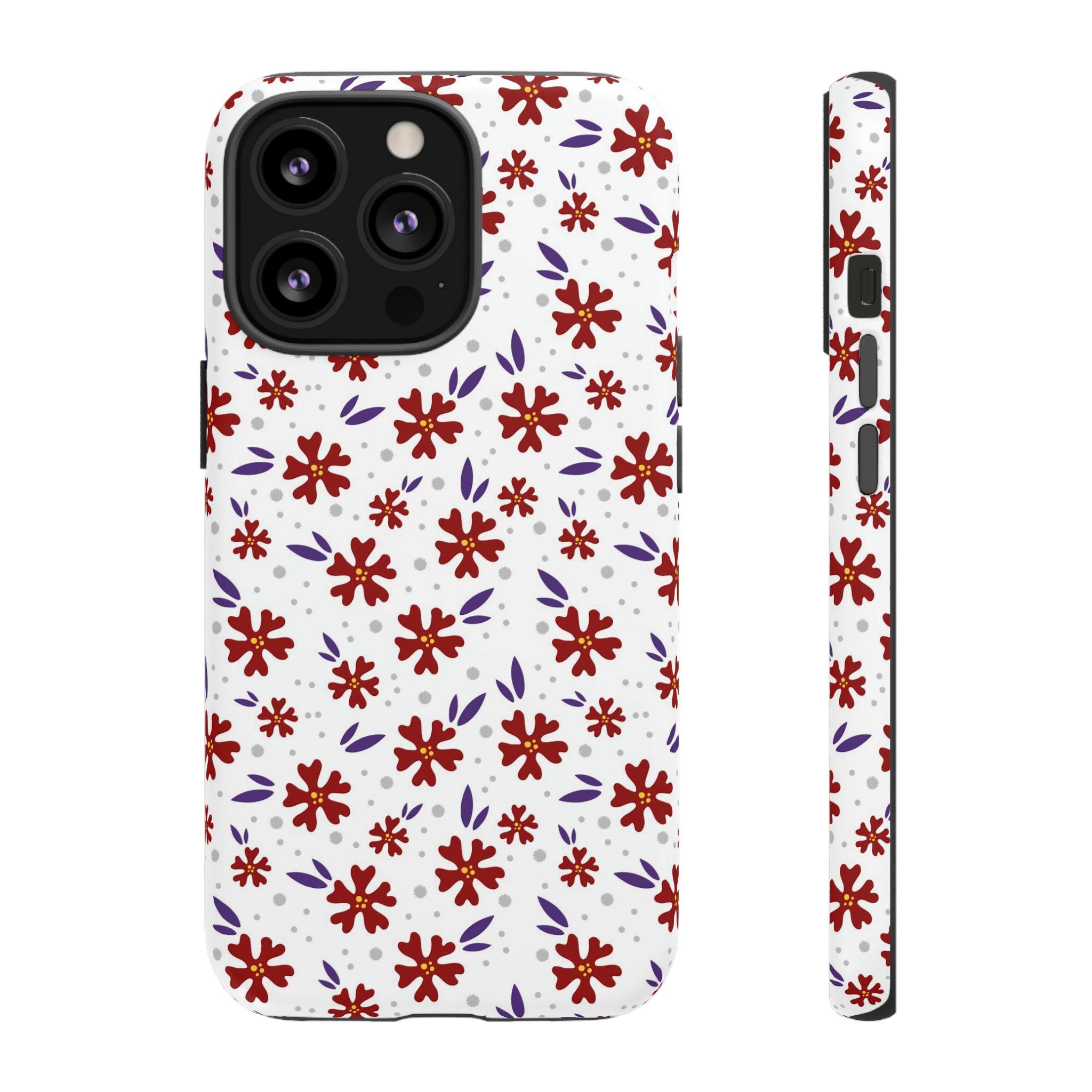 Red Flower Pattern - Protective Phone Case