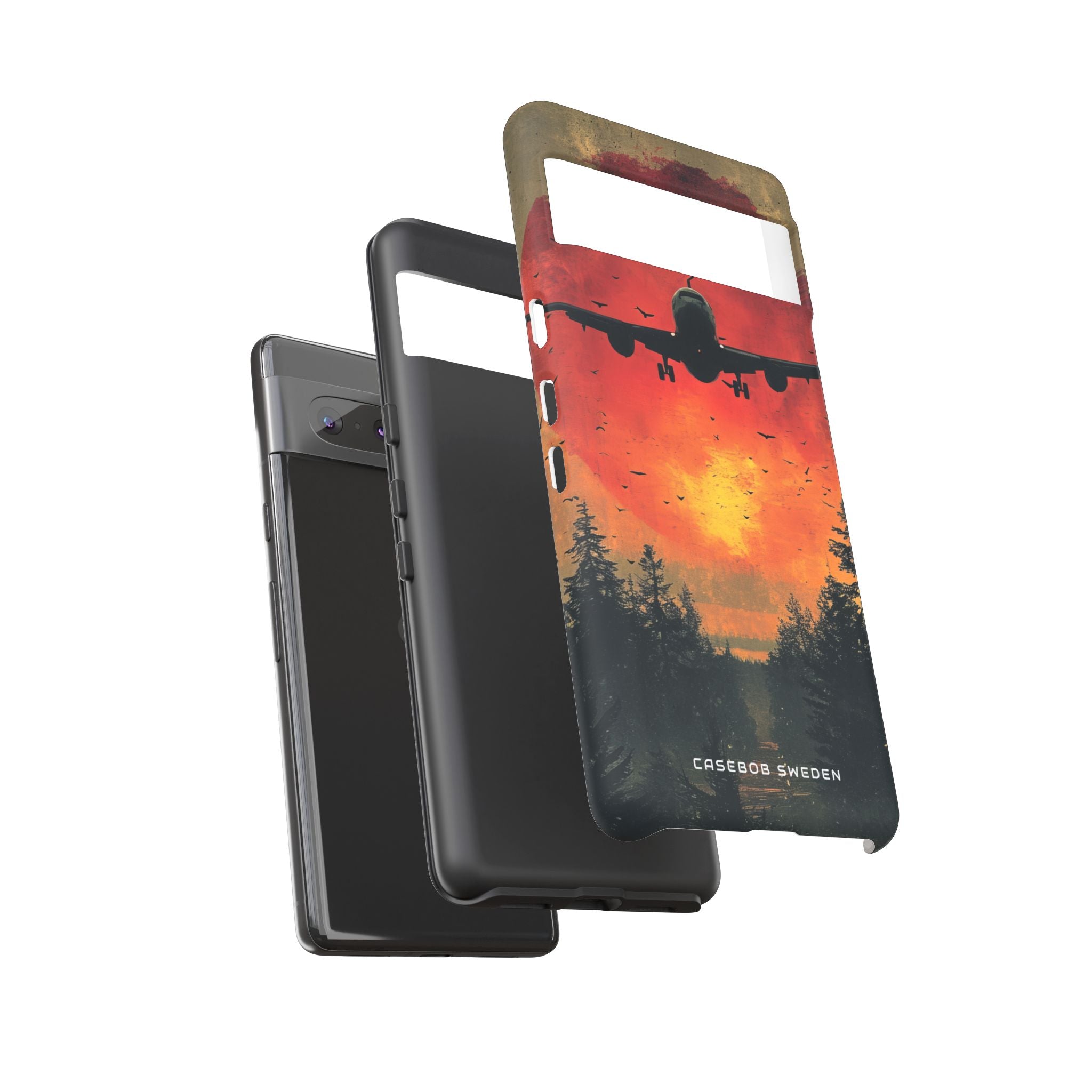 Vintage Sunset Airplane Silhouette Google Pixel 7 - Tough Phone Case