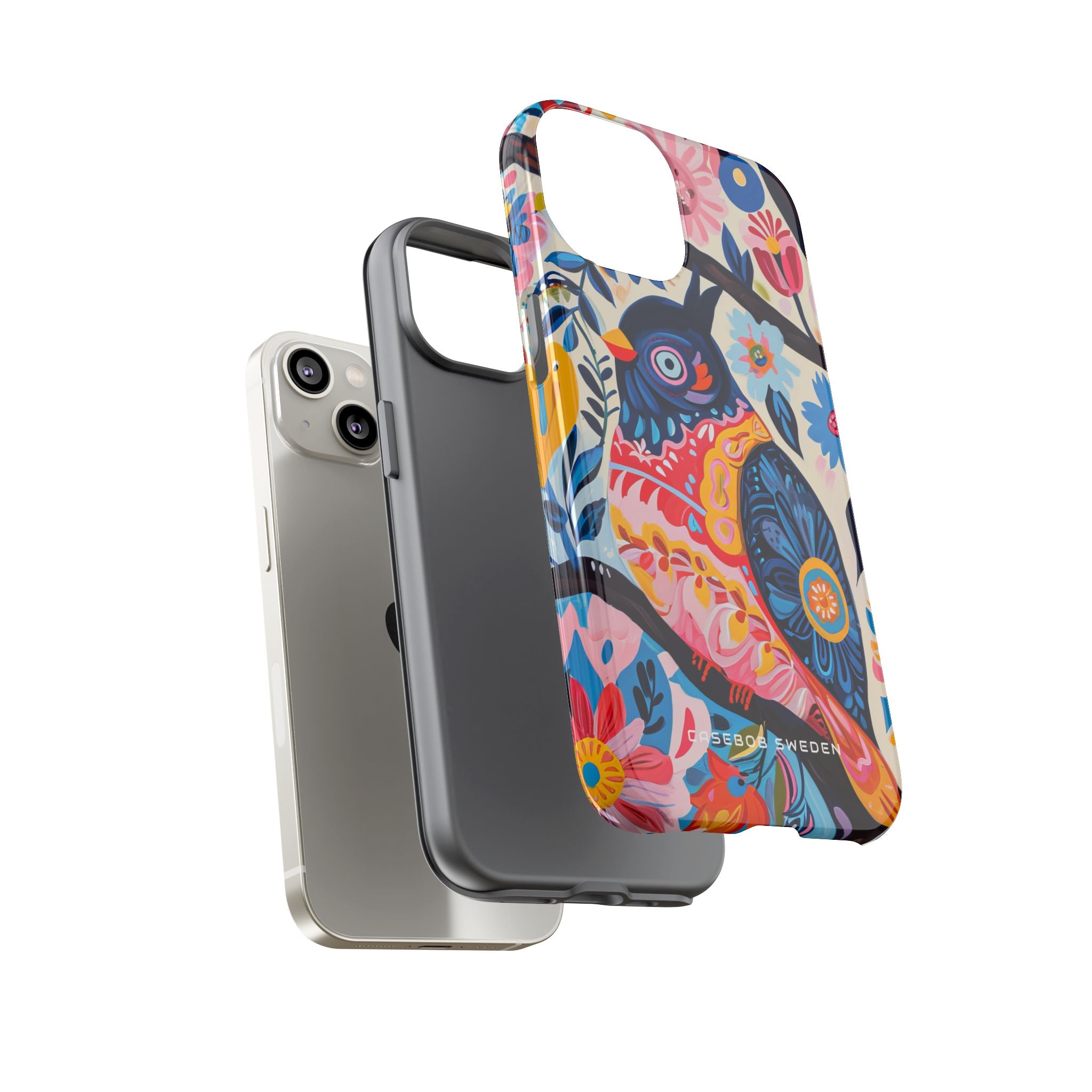 Whimsical Vintage Owl with Floral Charm iPhone 14 - Tough Phone Case