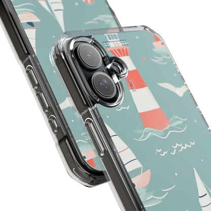 Lighthouse Nautical Charm - Clear Impact iPhone 16 Phone Case