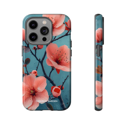 Teal Coral Blossom - Tough iPhone 14 Phone Case