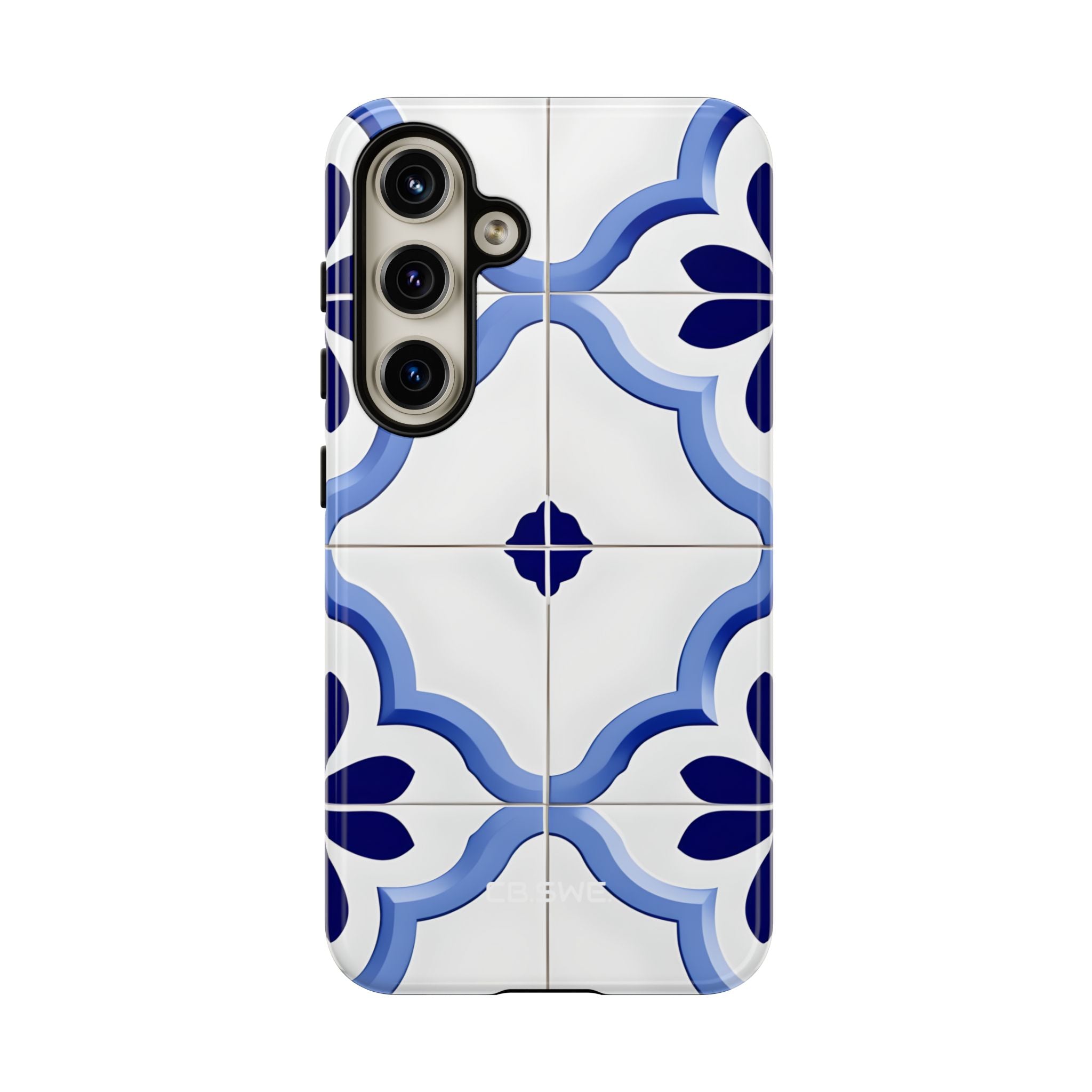 Elegant Blue Floral Geometric Tile Samsung S24 - Tough