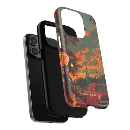 Mid-Century Nostalgia Streetscape iPhone 15 | Tough+ Phone Case