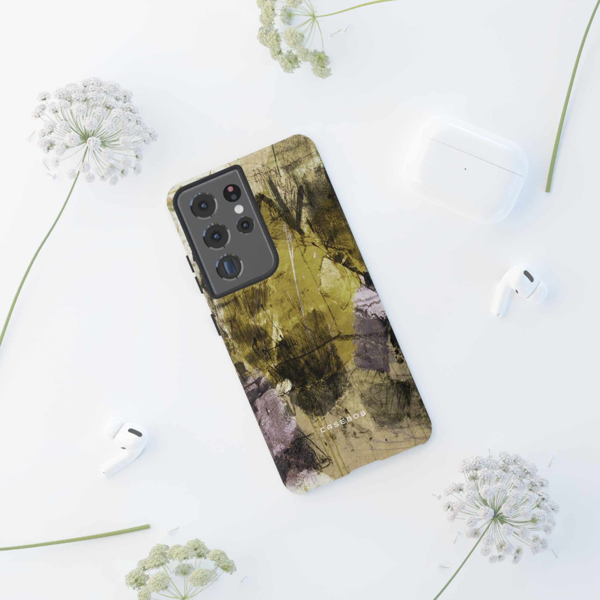 Yellow Grunge Art Phone Case - Protective Phone Case