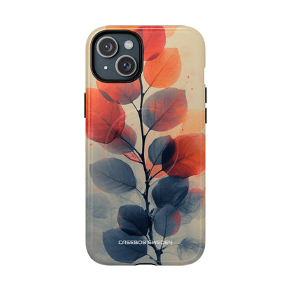 Orange Gray Leaves - Tough + MagSafe® iPhone 15 Phone Case