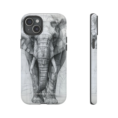 Elephant Line Geometry iPhone 15 - Tough Phone Case