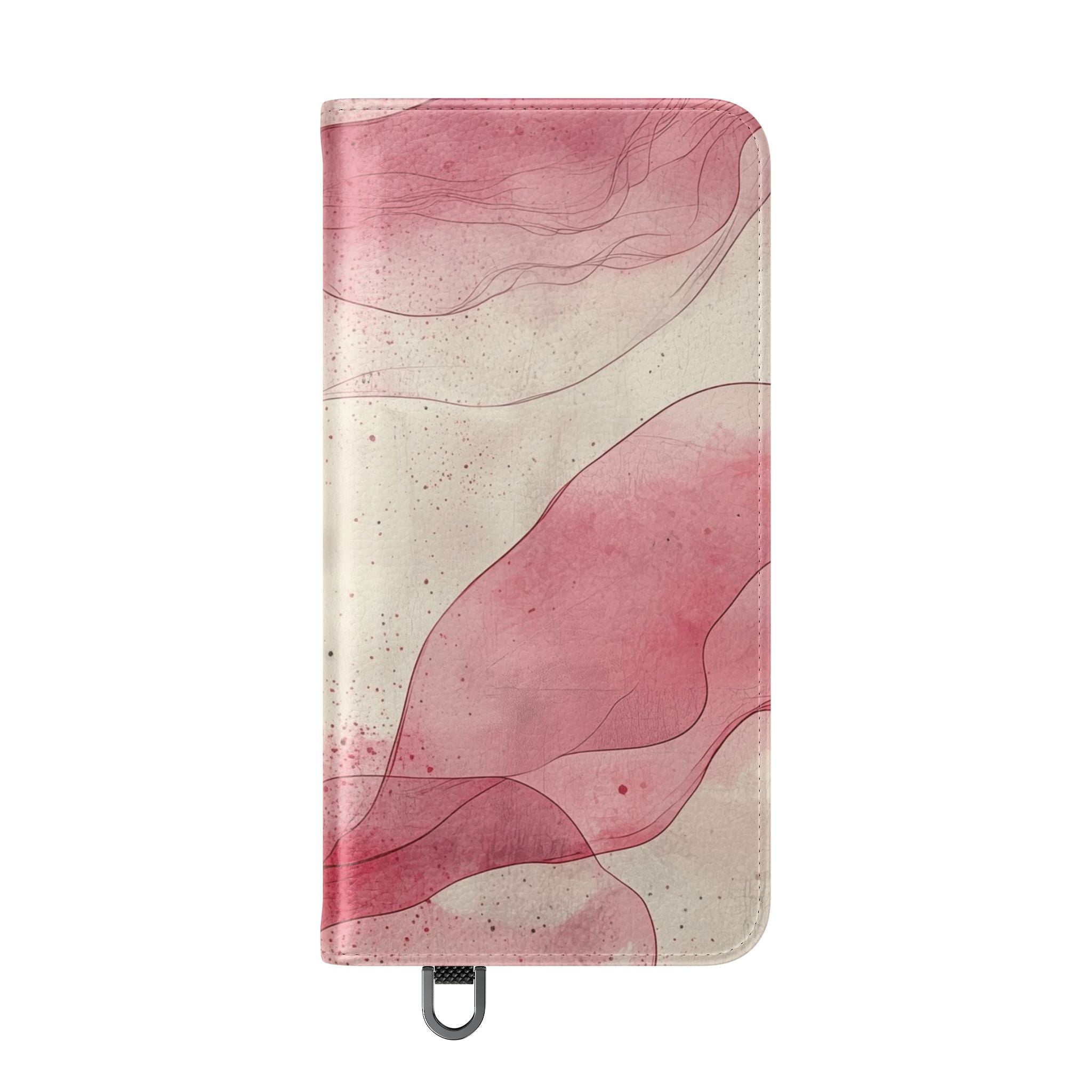 Crimson Ribbon Waves - Samsung S25 Case - Wallet