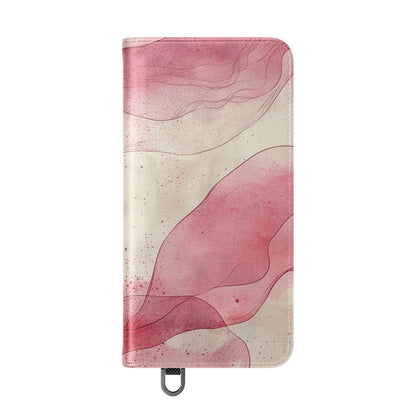 Crimson Ribbon Waves - Samsung S25 Case - Wallet