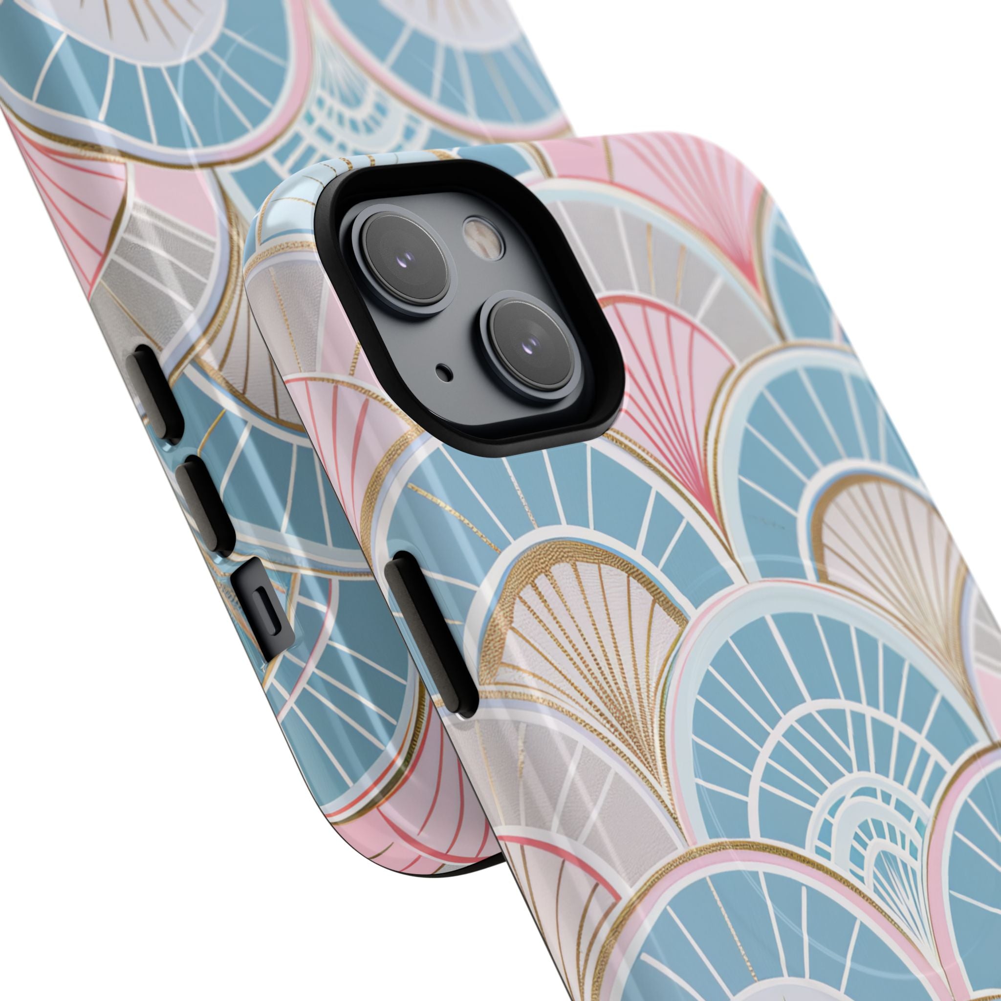 Art Deco Pastel Fan Pattern - Tough + MagSafe® iPhone 14 Phone Case