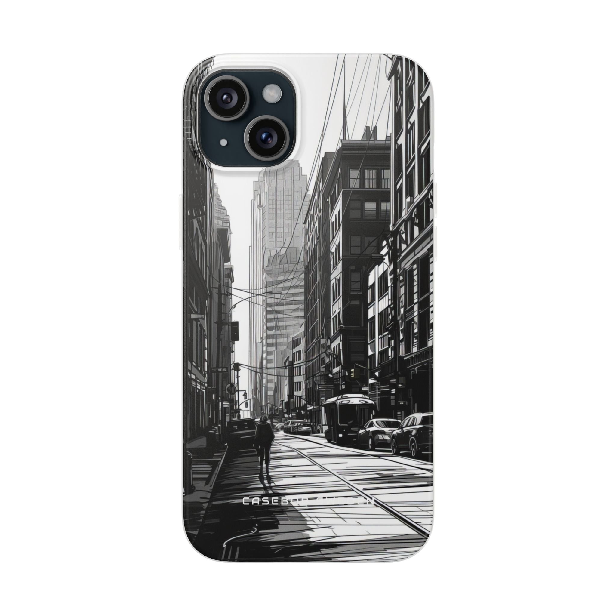 Urban Cityscape Line Perspective iPhone 15 - Flexi Phone Case