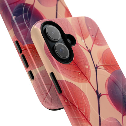 Pink Serenity Leaf Design - Tough + MagSafe® iPhone 16 Phone Case