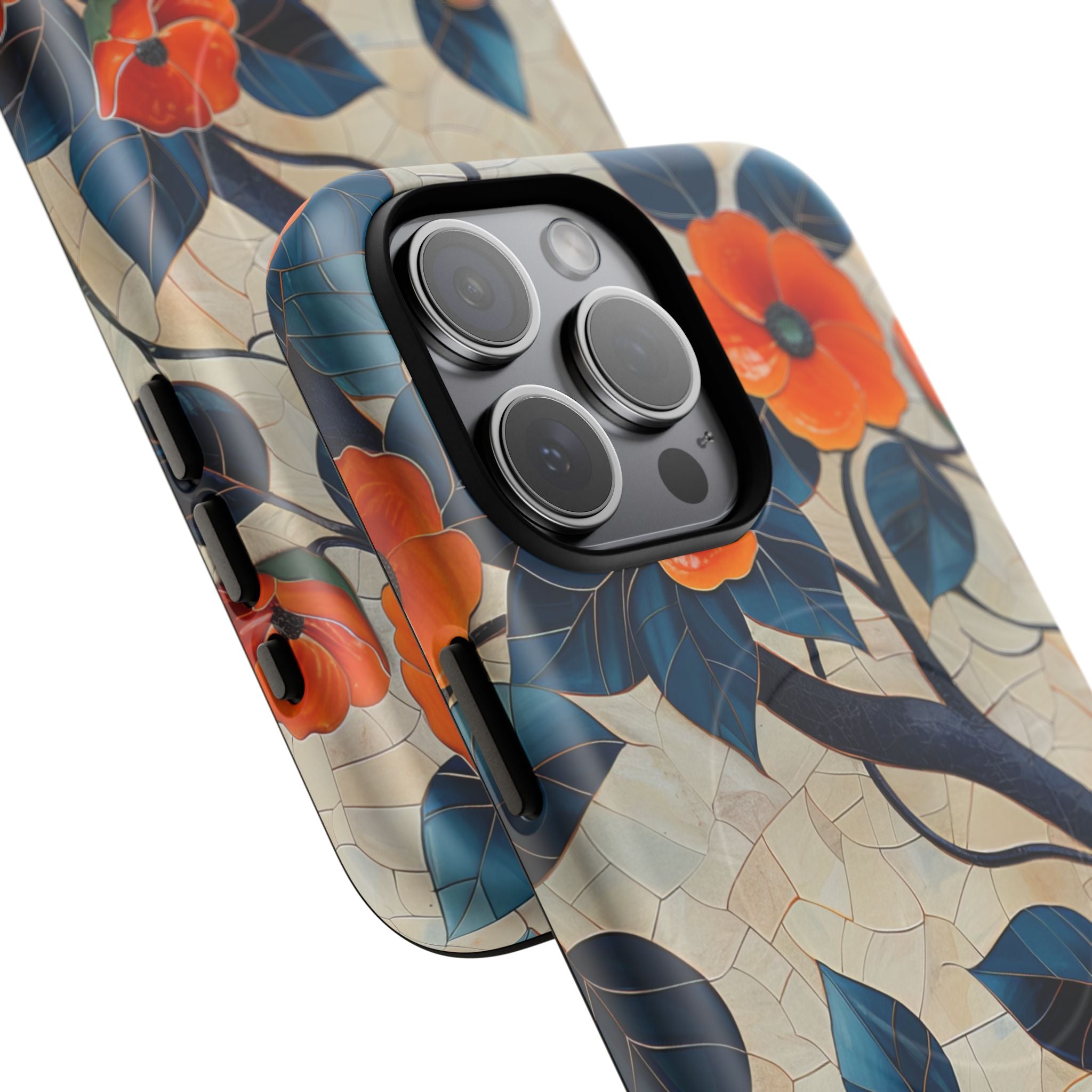 Orange Blossoms Mosaic Harmony iPhone 15  Tough+ Phone Case