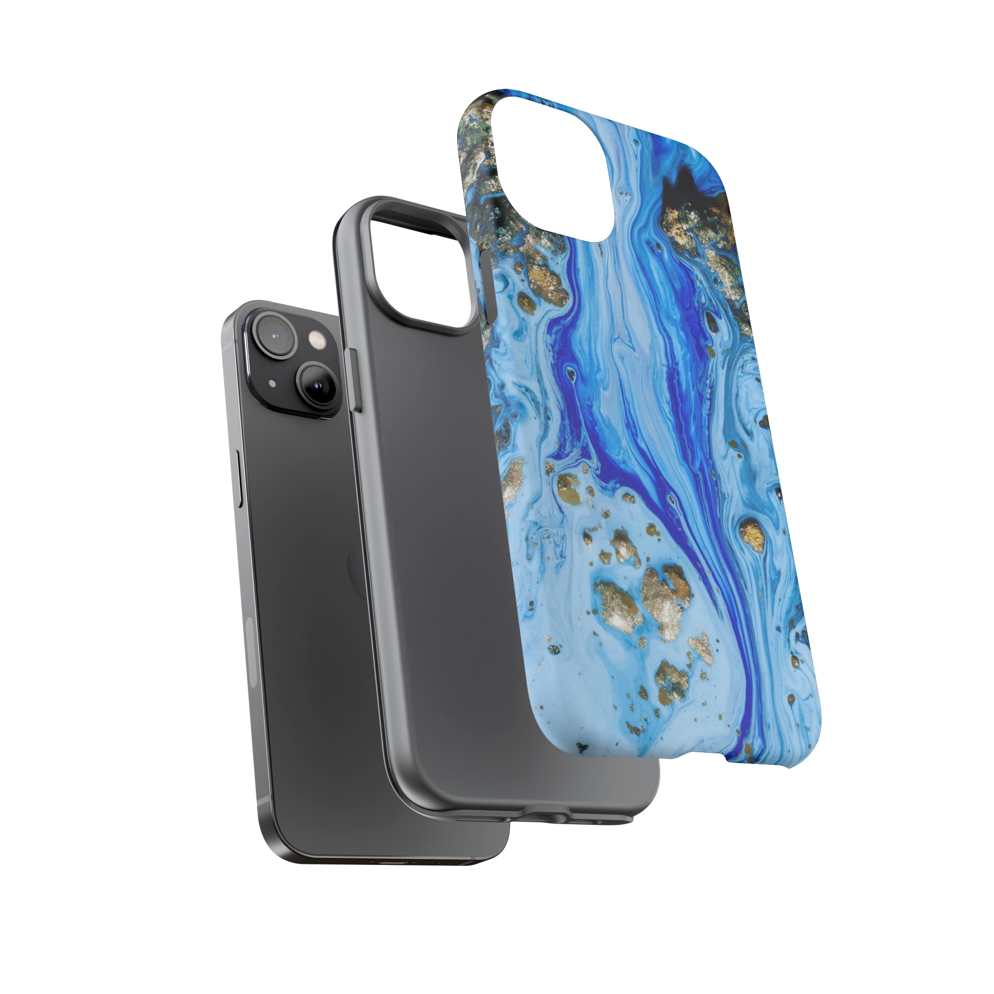 Blue Ice Ink Art iPhone Case (Protective) Phone Case