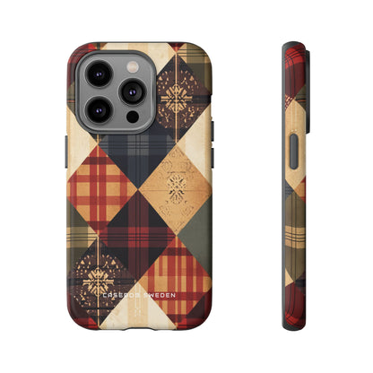 Rustic Geometric Patchwork Harmony iPhone 14 - Tough Phone Case