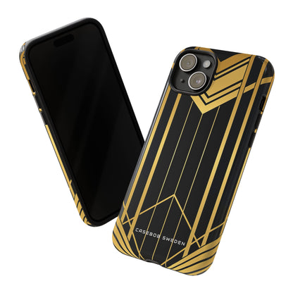 "Golden Art Deco Symmetry in Geometric Elegance" iPhone 15 - Tough Phone Case