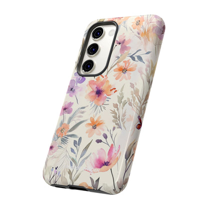 Soft Pink Floral Watercolor Design - Tough Samsung S23 Phone Case