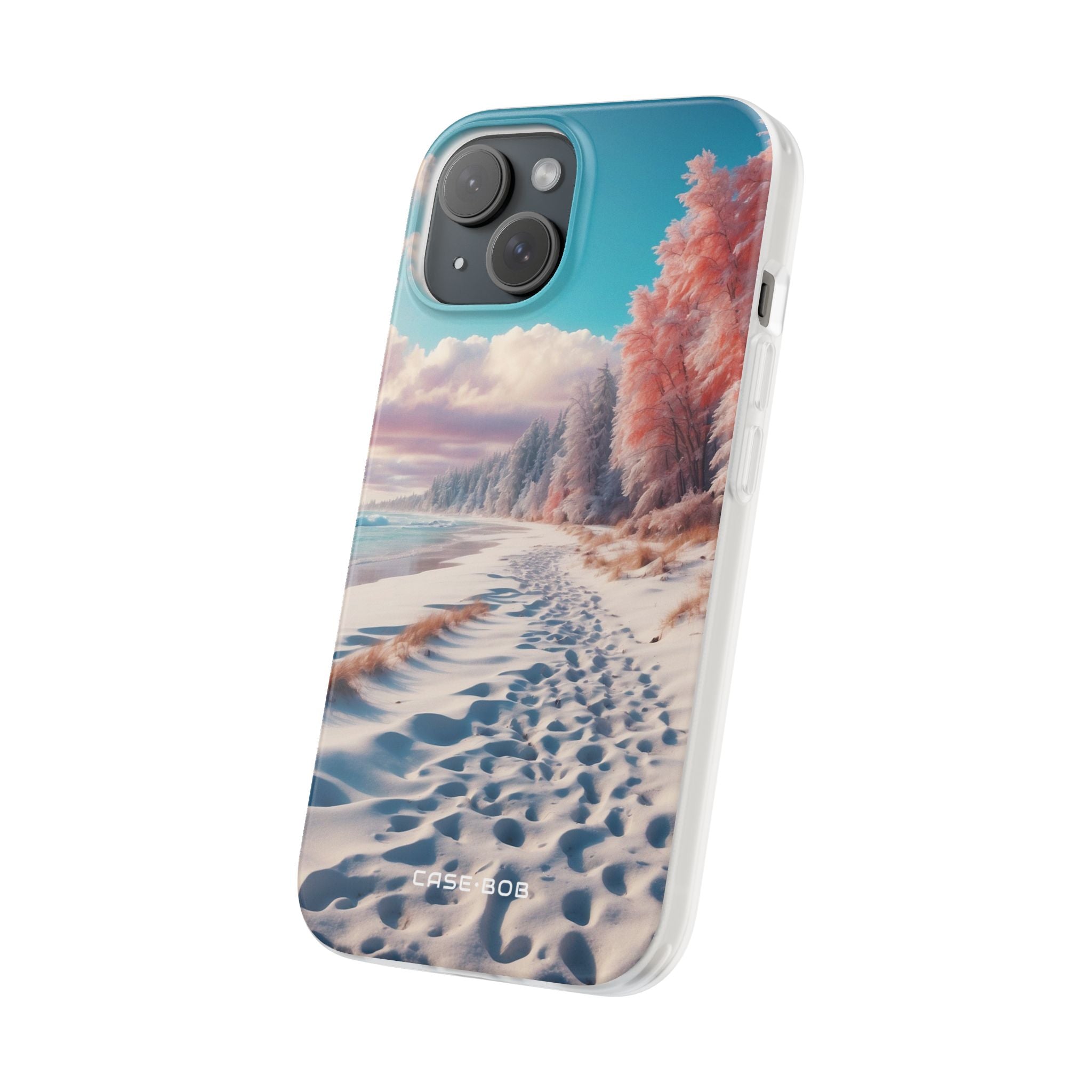 Snowy Footprints iPhone 15 Case - Soft