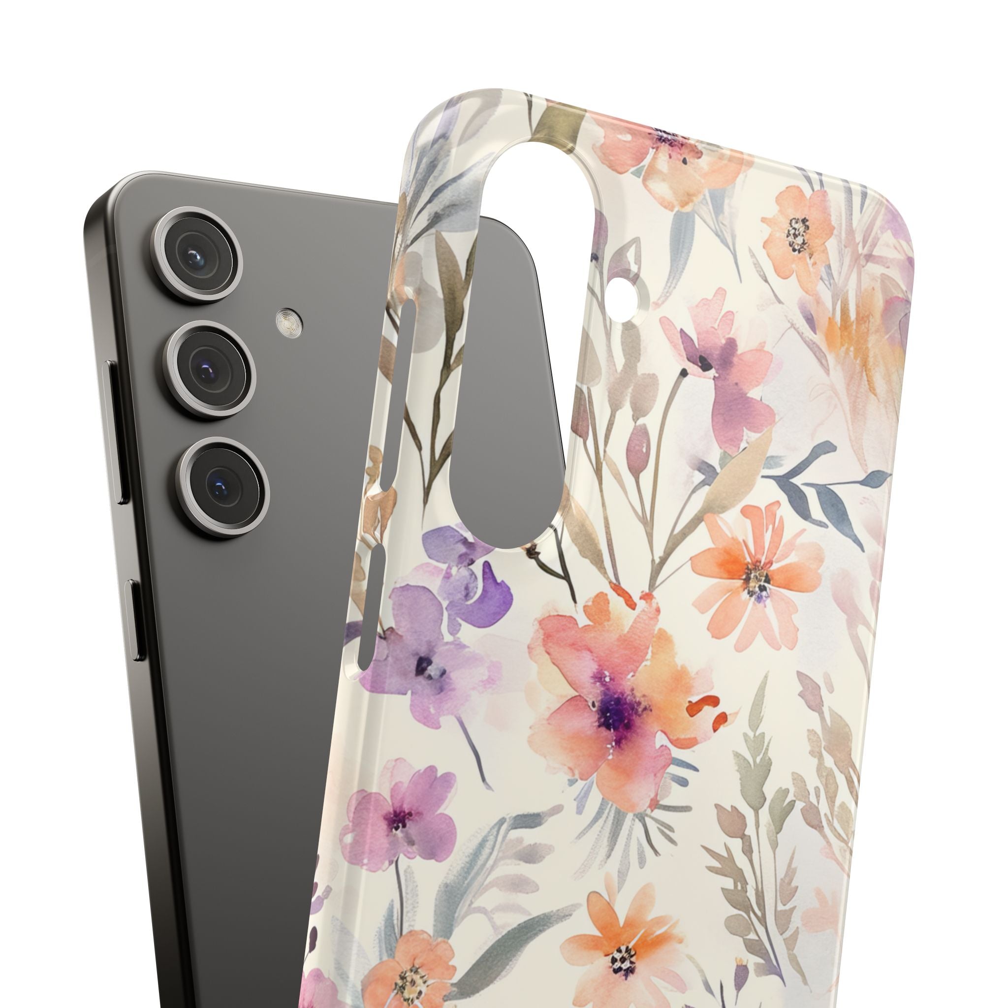 Soft Pink Floral Watercolor Design - Slim Samsung S24 Phone Case