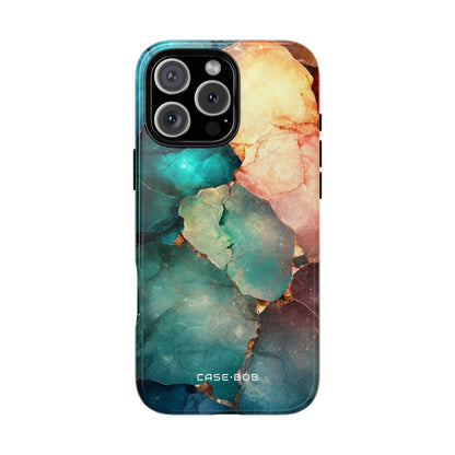 Teal Mosaic Veins iPhone 16 Pro Max Case - Tough