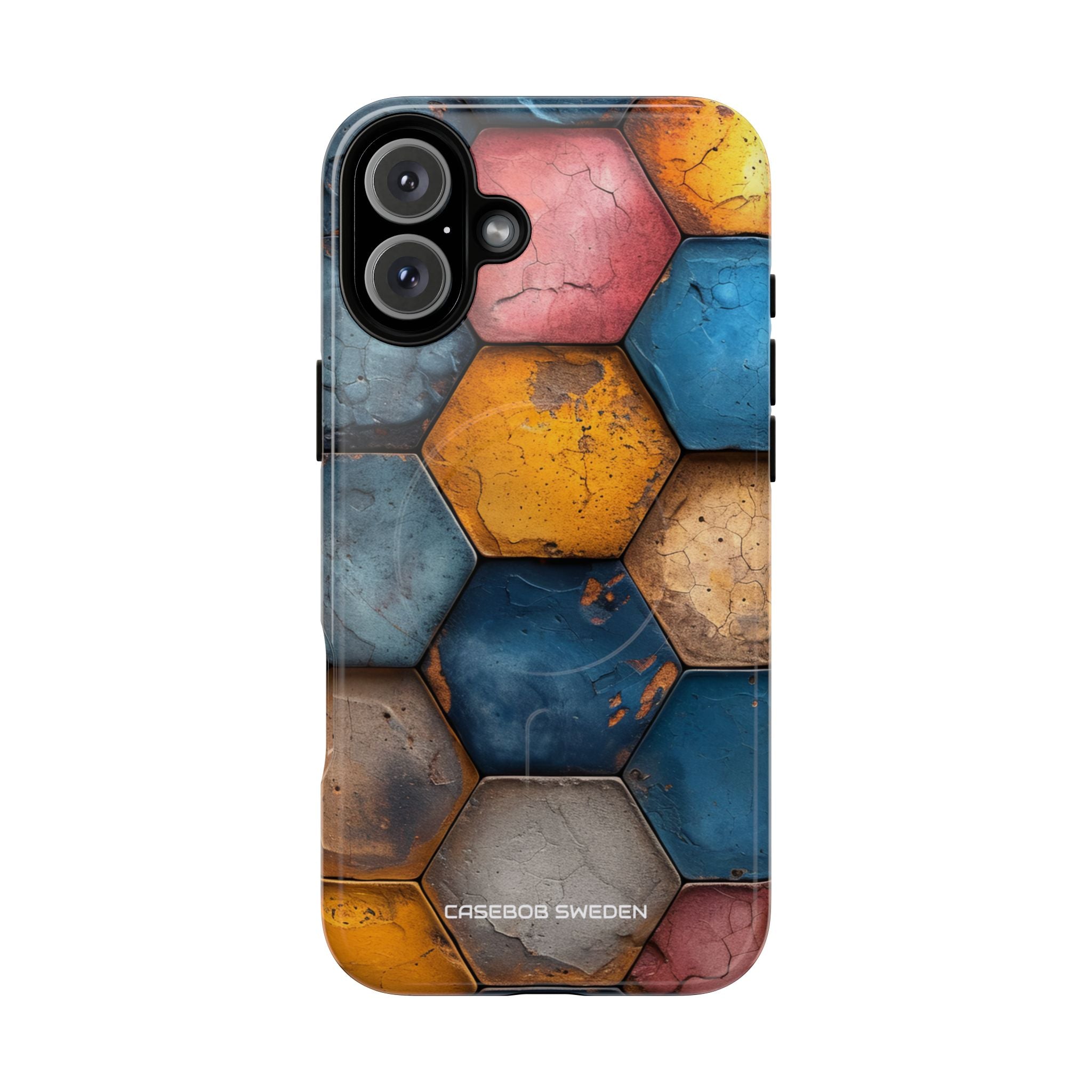 Rustic Geometric Tiles - Tough + MagSafe® iPhone 16 Phone Case