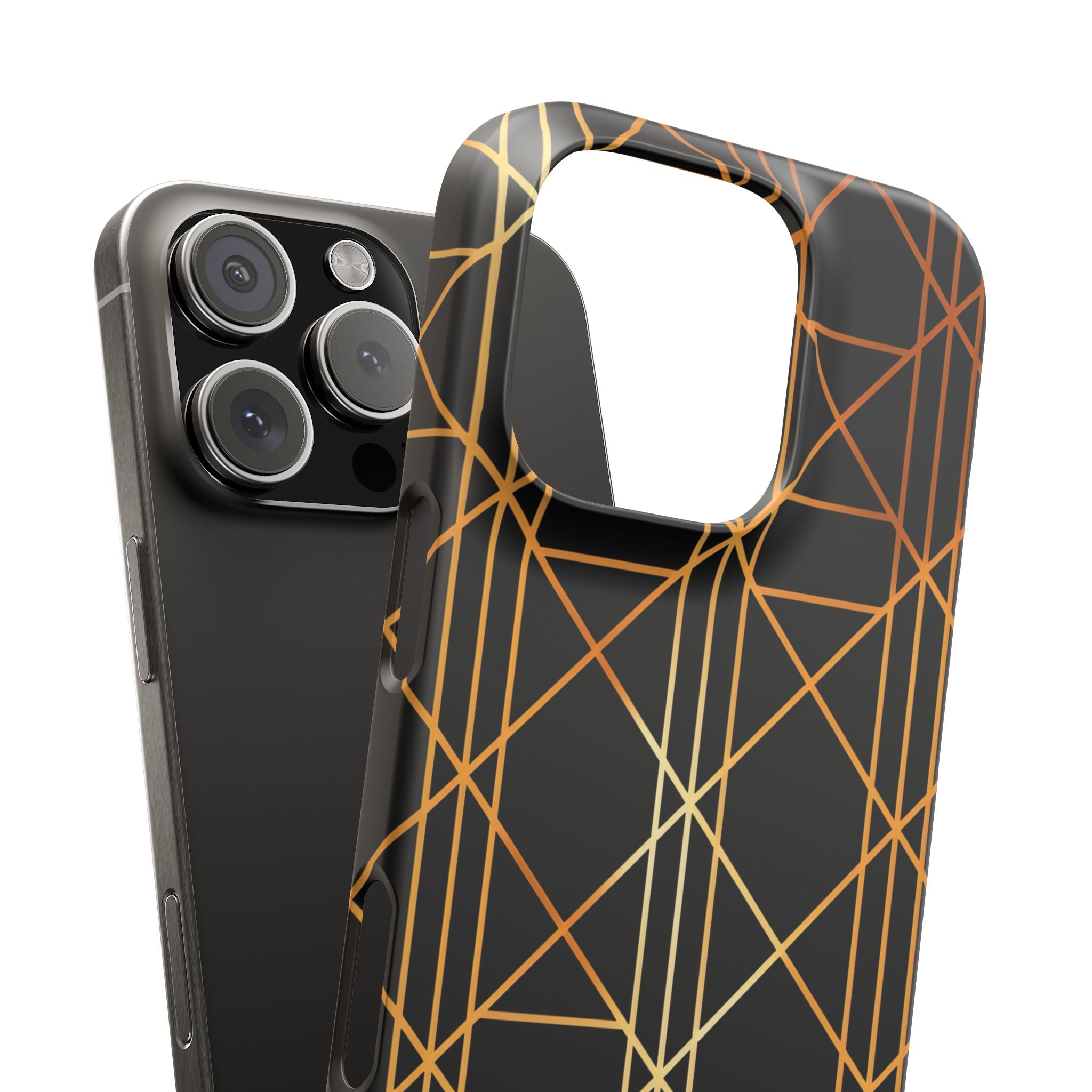 Golden Geometric Elegance iPhone 16 - Slim Phone Case