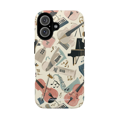 Beige Musical Instruments Pattern - Tough iPhone 16 Phone Case