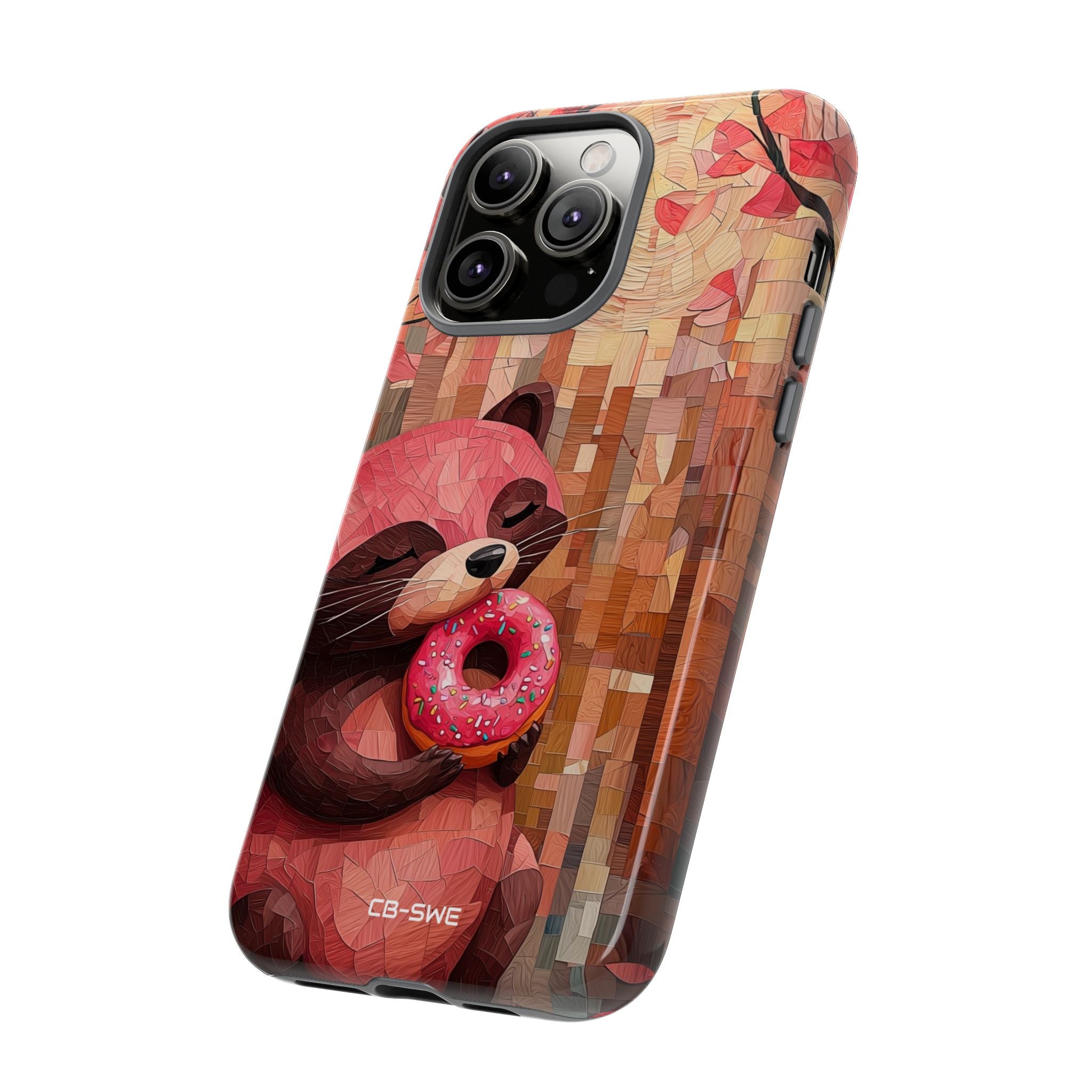 Raccoon Holds Donut - iPhone Case
