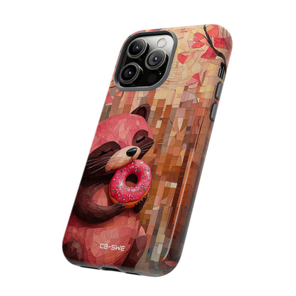 Raccoon Holds Donut - iPhone Case