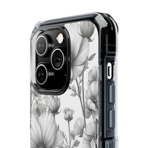 Monochrome Flora - Phone Case for iPhone (Clear Impact - Magnetic)