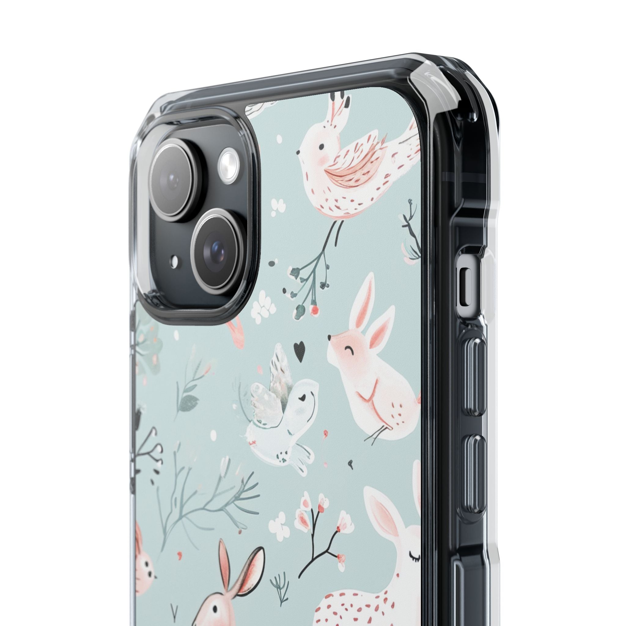 Whimsical Bunny Blossom - Clear Impact iPhone 15 Phone Case