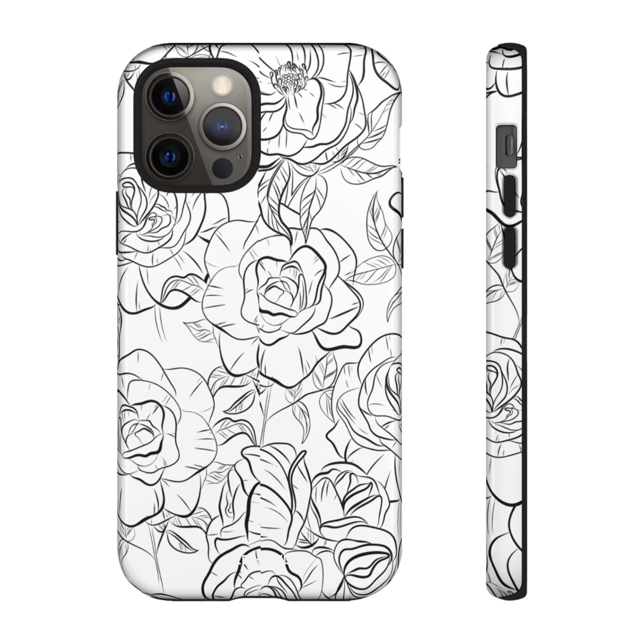 Intricate Rose Sketches - iPhone Case
