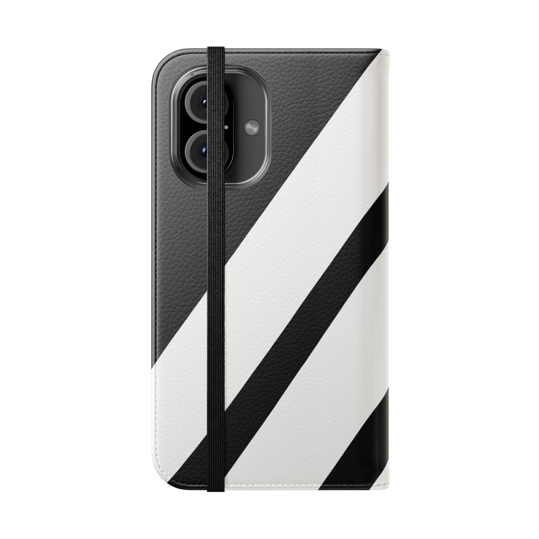 Diagonal Stripes ZwartWit - iPhone 16 Case - Portemonnee