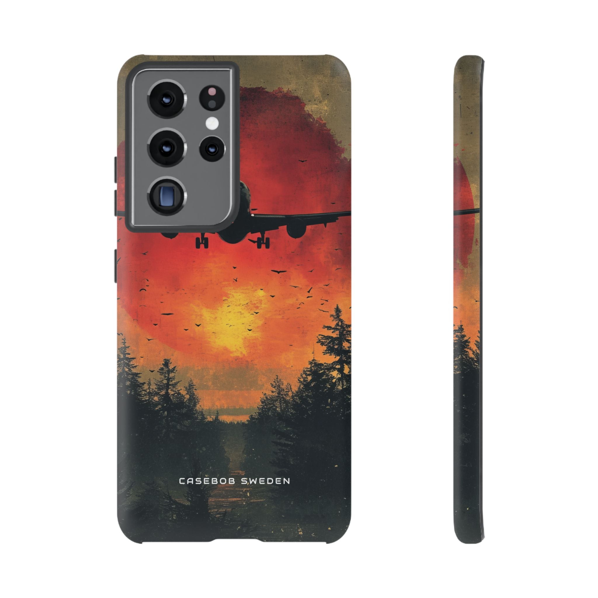 Vintage Sunset Airplane Silhouette  Samsung S21 - Tough Phone Case