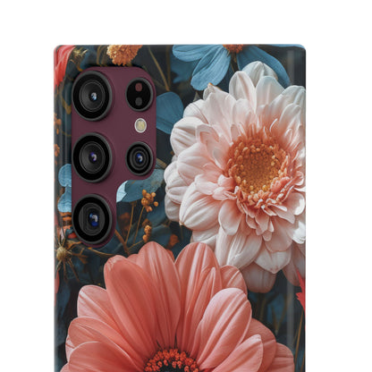 Coral Teal Blooms - Slim Samsung S22 Phone Case