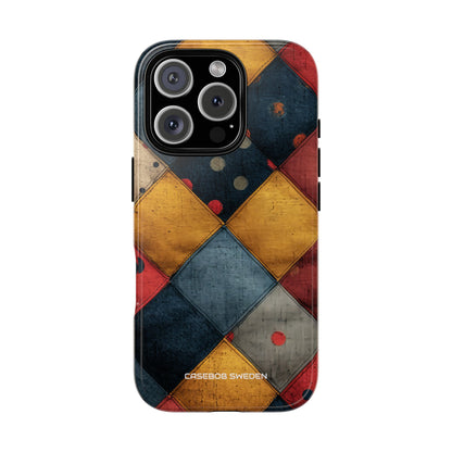 Blue Red Patchwork - Tough iPhone 16 Phone Case