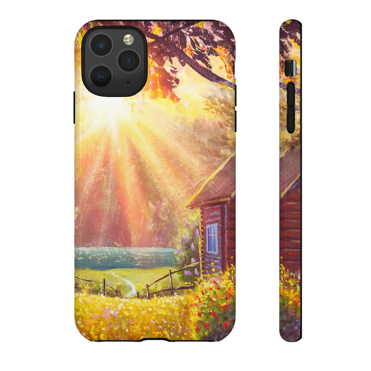 Flower Bushes Wooden House - Protective Phone Case