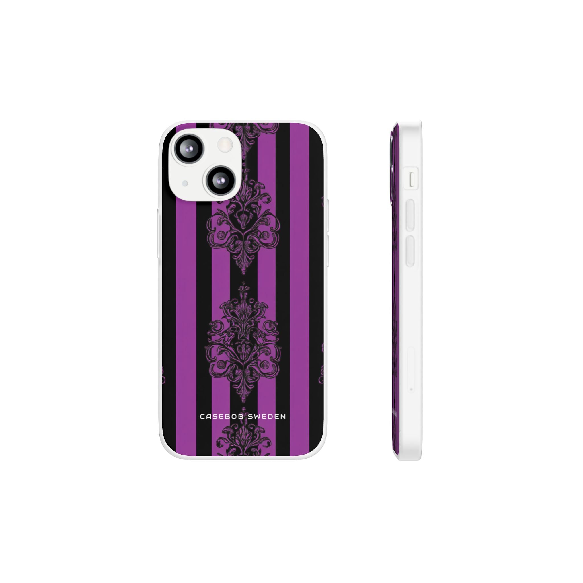 Gothic Elegance with Vertical Stripes and Ornamental Motifs iPhone 13 - Flexi Phone Case