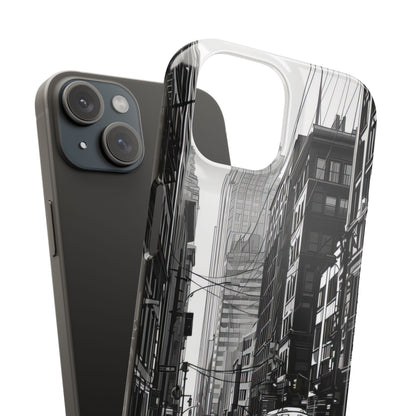 Urban Cityscape Line Perspective iPhone 15 - Slim Phone Case