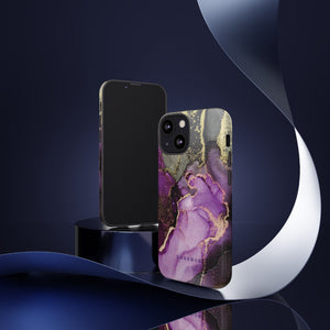 Purple Marble & Gold Phone - Protective Phone Case