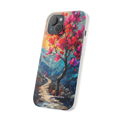 Vibrant Geometric Tree Landscape iPhone 15 - Flexi Phone Case