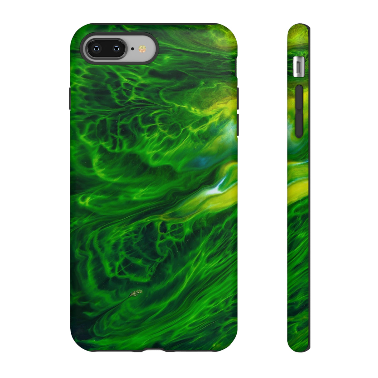 Neon Green Wave Ink Art iPhone Case (Protective) iPhone 8 Plus Matte Phone Case