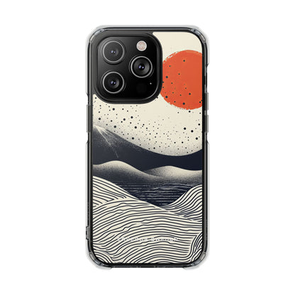 Red Sun Over Flowing Horizons iPhone 14 - Clear Impact Phone Case