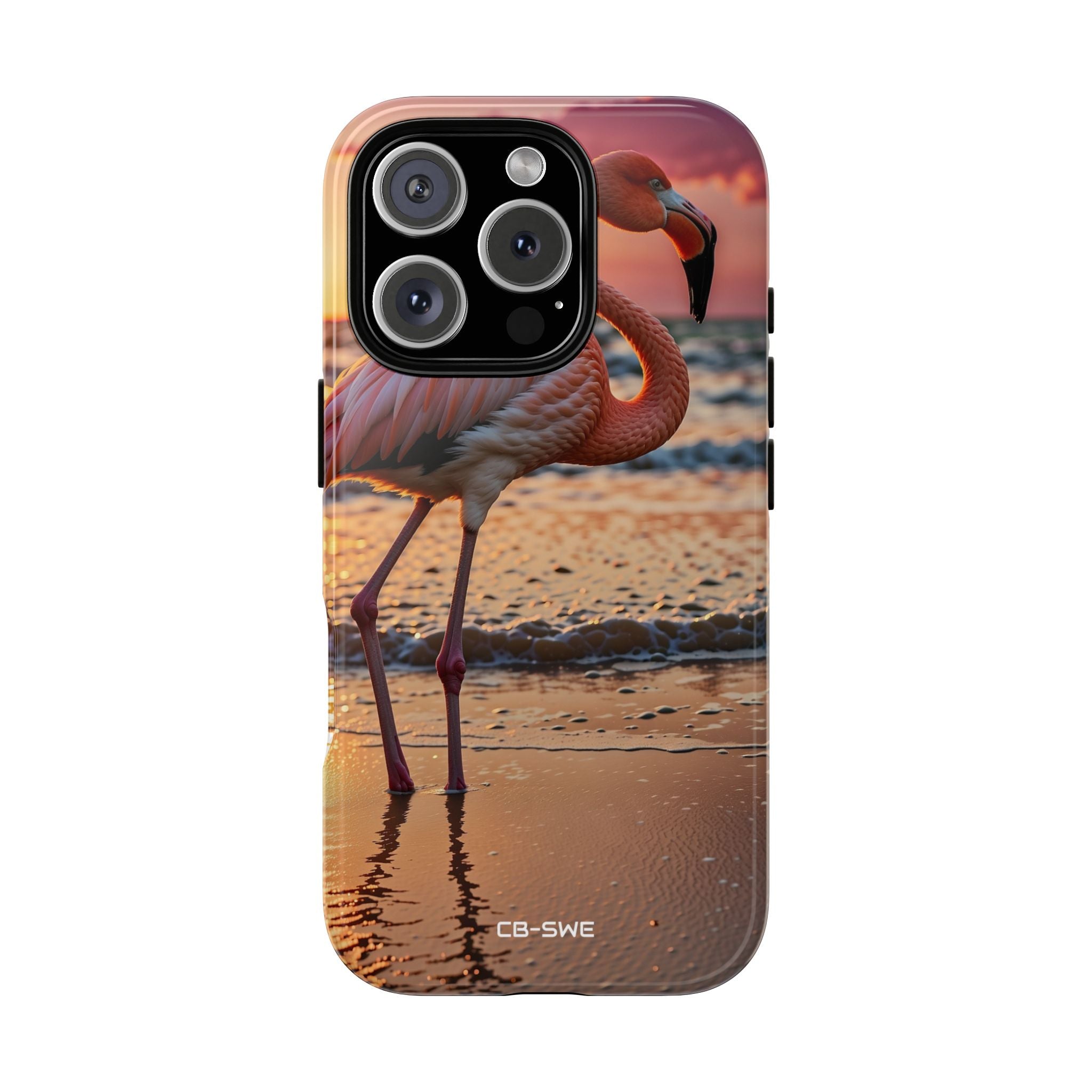 Sunset Flamingo Stand - iPhone Case
