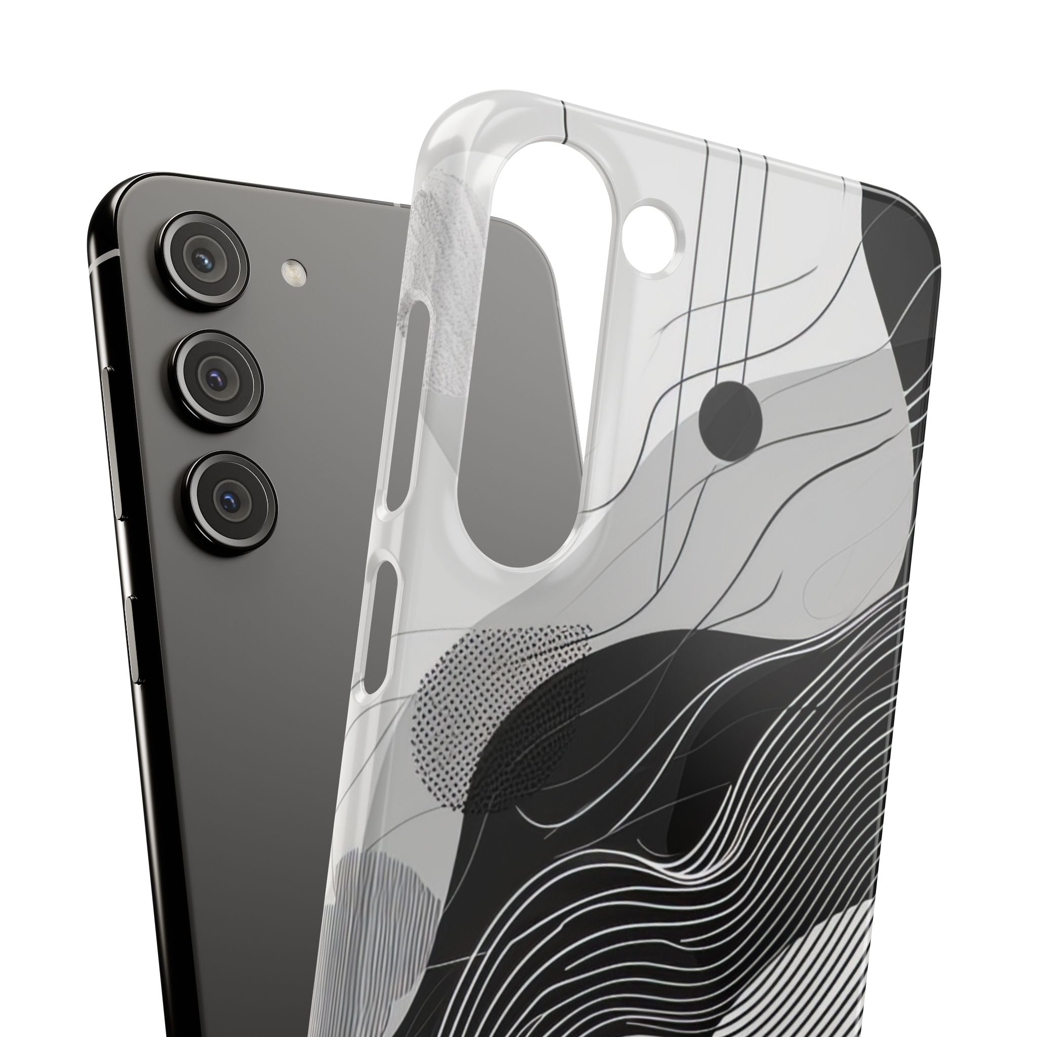 Fluid Rhythms: Monochrome Line Flow Samsung S23 - Slim Phone Case