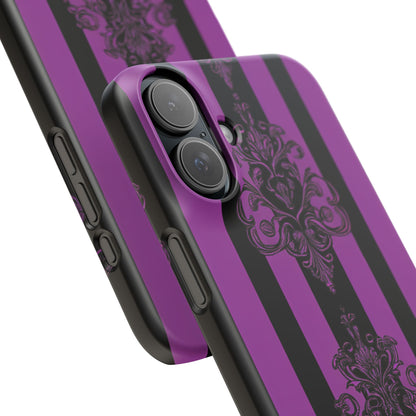 Gothic Elegance with Vertical Stripes and Ornamental Motifs iPhone 16 - Slim Phone Case