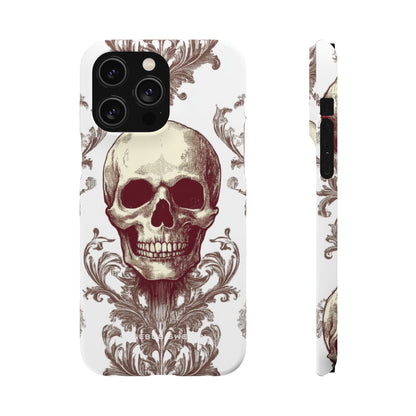 Gothic Skulls and Ornate Foliage iPhone 14 - Slim Phone Case