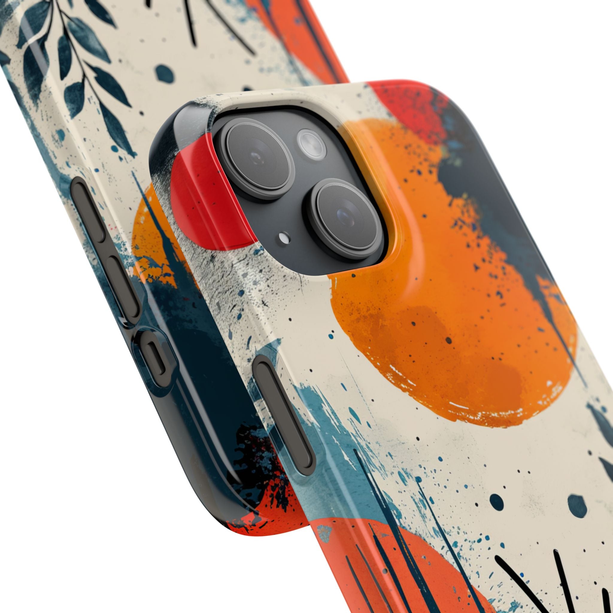 Orange Blue Splash - Slim iPhone 15 Phone Case